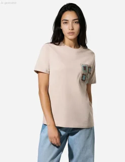 T-Shirt - Häkelspitze - beige