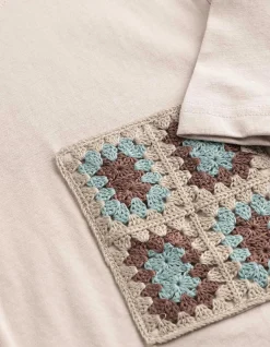 T-Shirt - Häkelspitze - beige