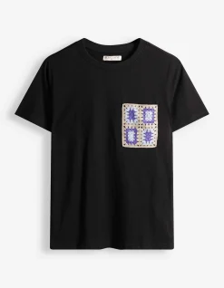 T-Shirt - Häkelspitze - schwarz