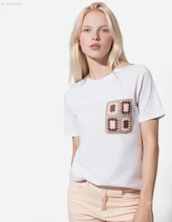 T-Shirt - Häkelspitze - weiß