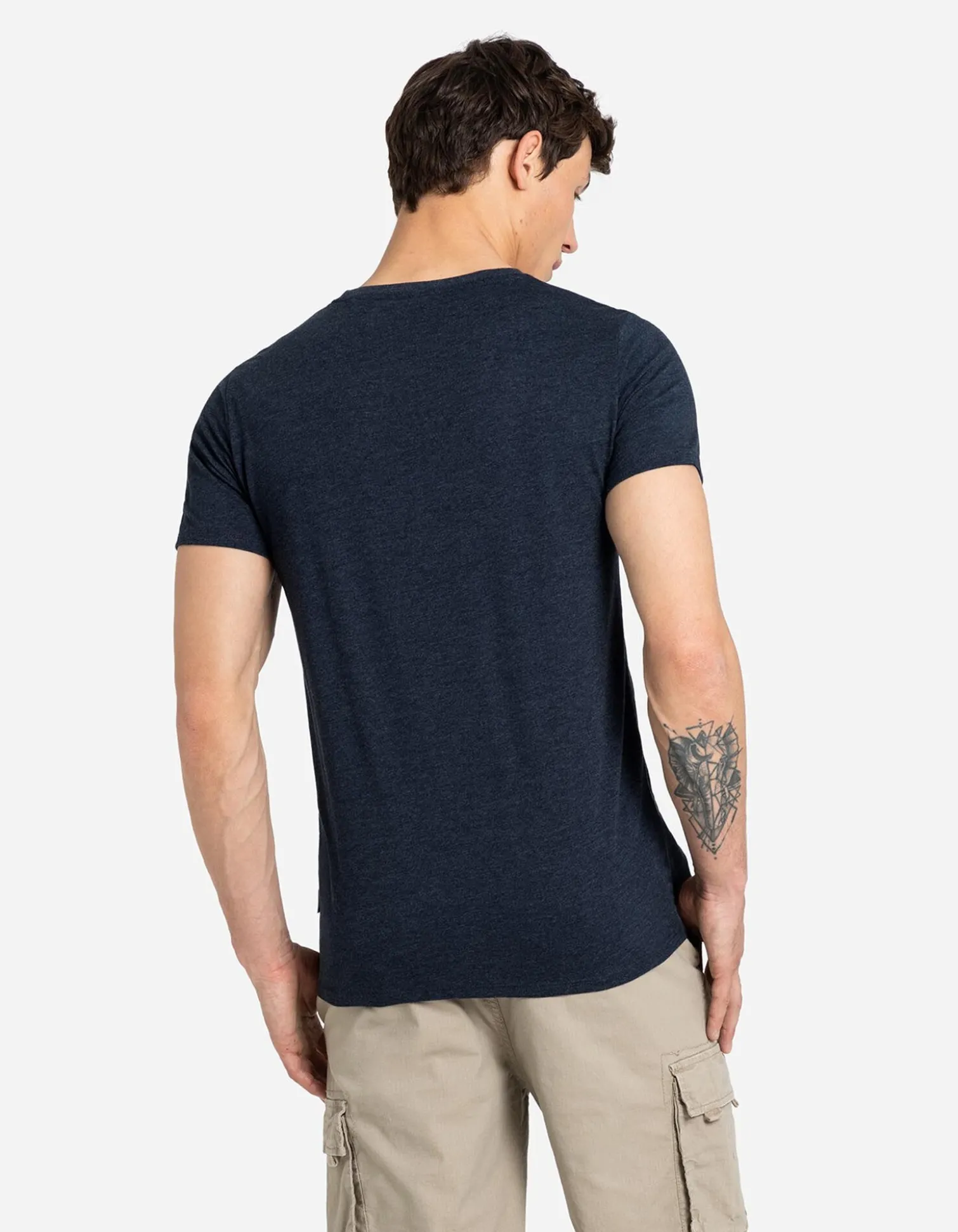 T-Shirt - Meliert - dunkelblau