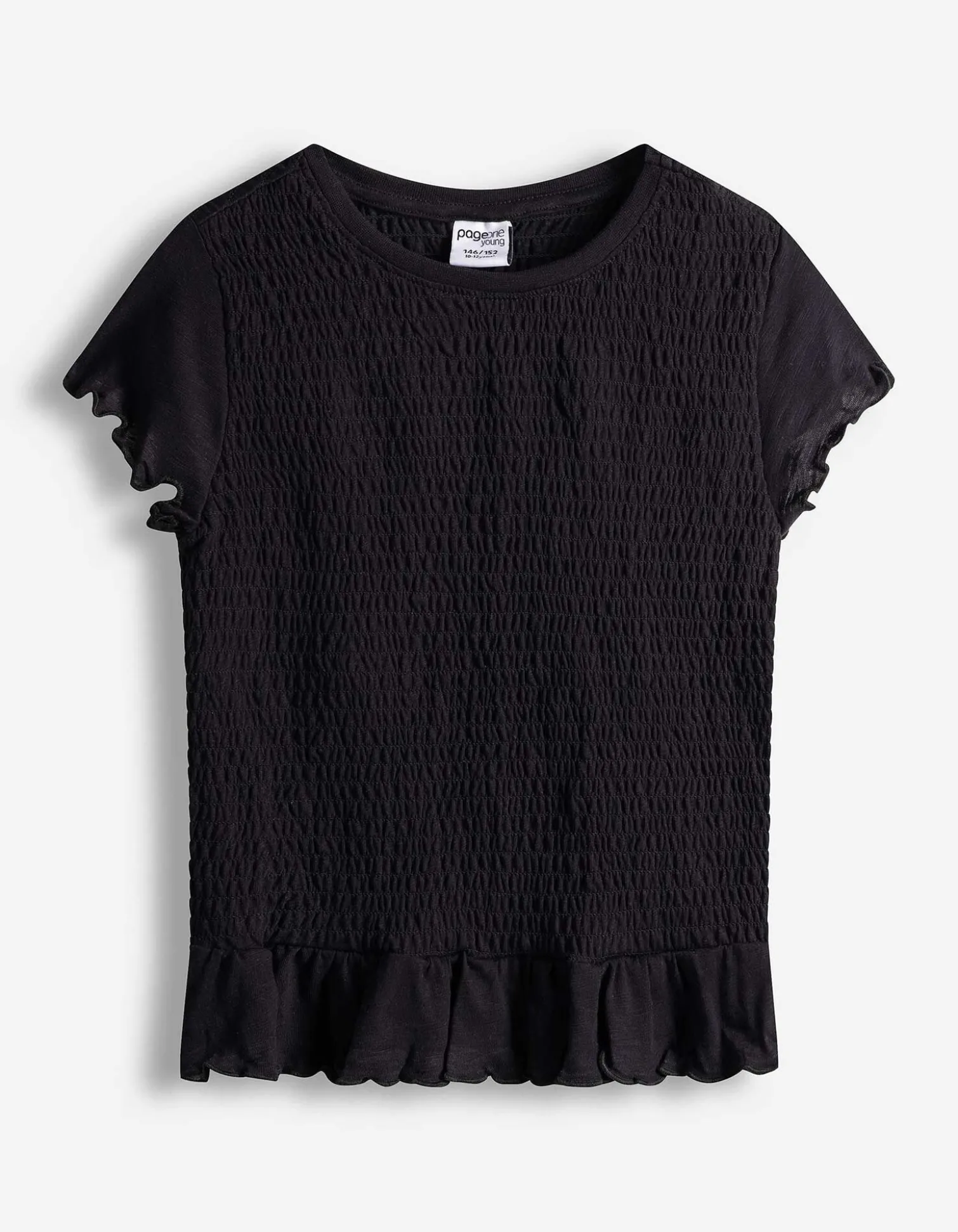 T-Shirt - Muschelsaum - schwarz