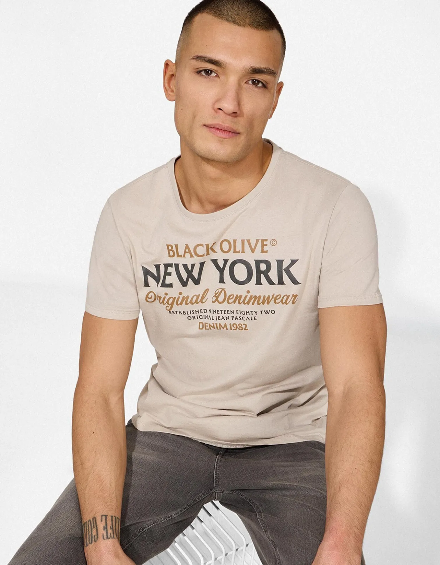 T-Shirt - Print - beige