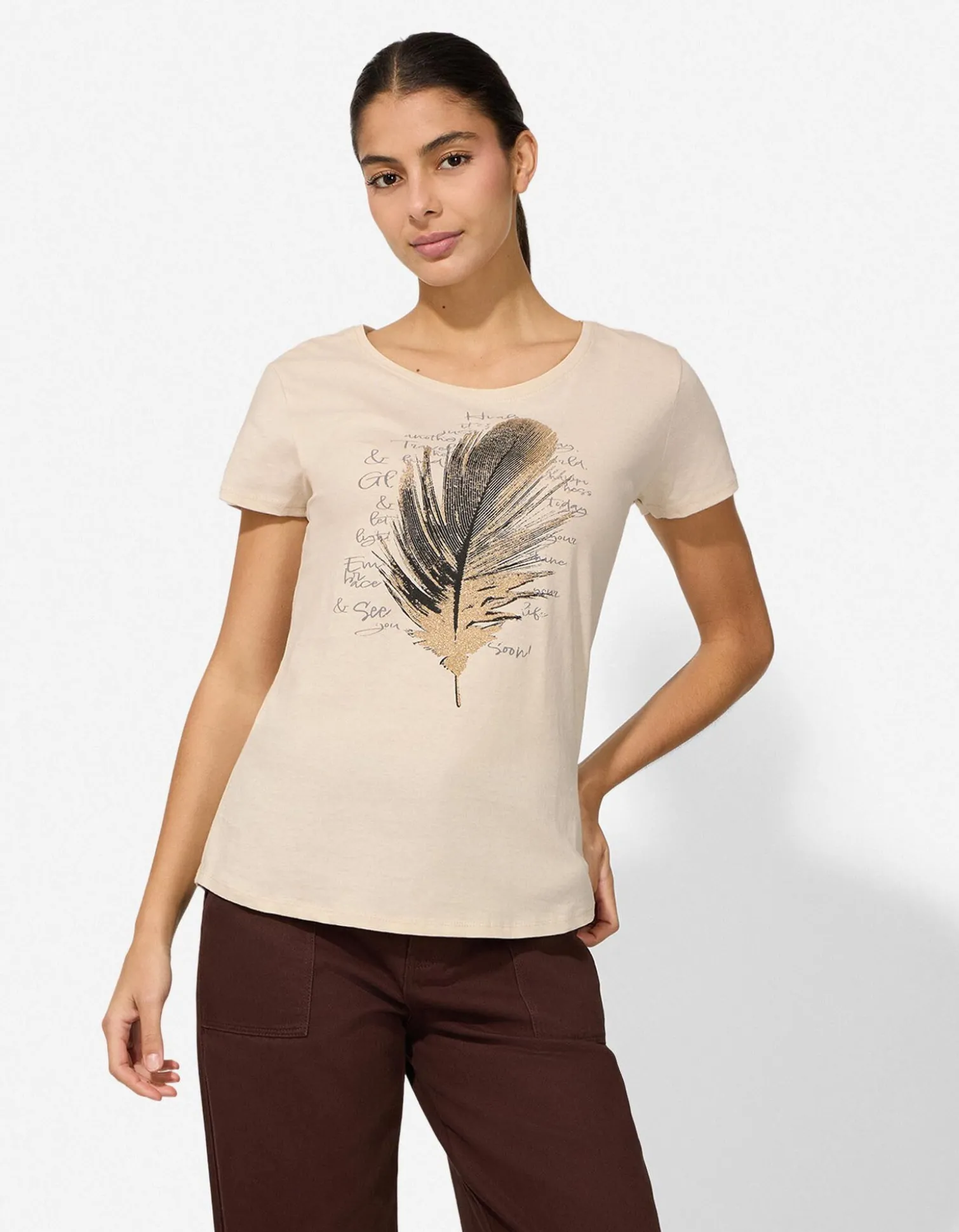 T-Shirt - Print - Beige
