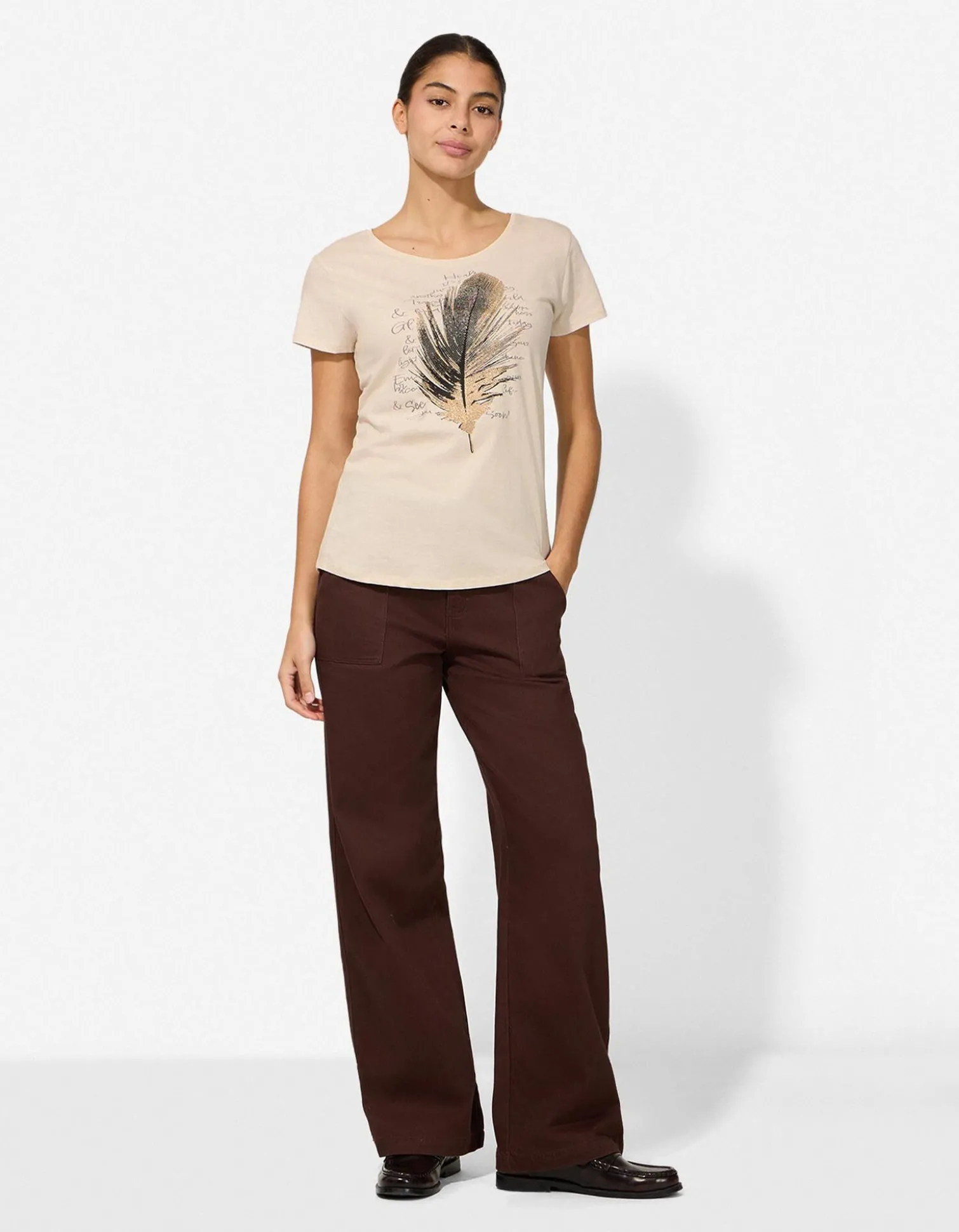 T-Shirt - Print - Beige