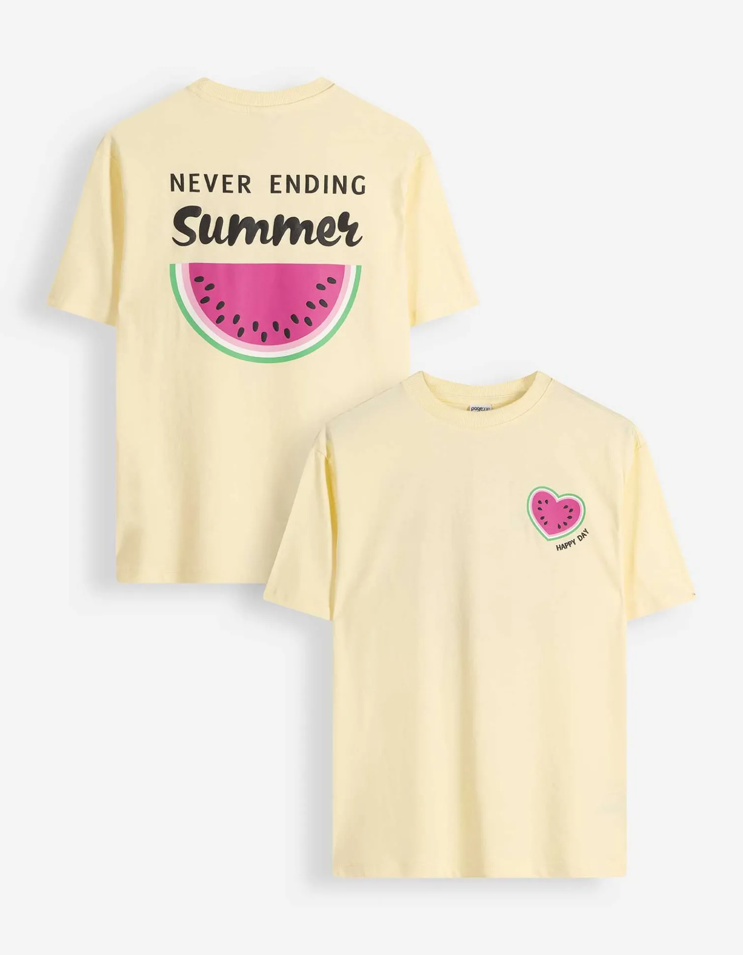 T-Shirt - Rückenprint - hellgelb
