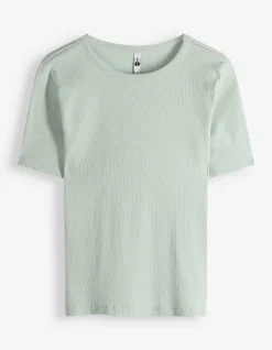 T-Shirt - Rippenstruktur - grün