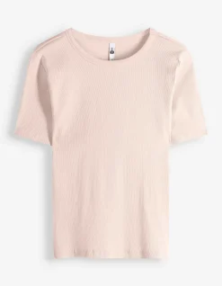 T-Shirt - Rippenstruktur - rosa