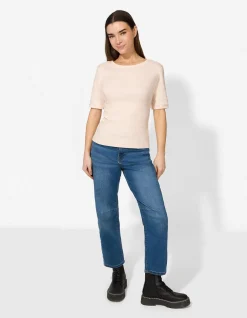 T-Shirt - Rippenstruktur - rosa