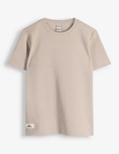 T-Shirt - Rundhals-Ausschnitt - beige