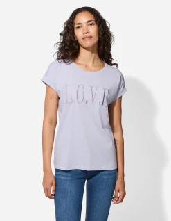T-Shirt - Stickerei - lila