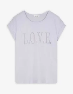 T-Shirt - Stickerei - lila