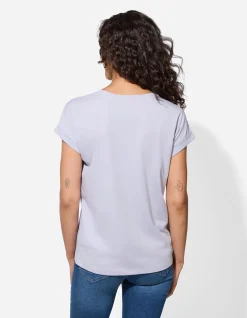 T-Shirt - Stickerei - lila
