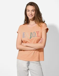 T-Shirt - Stickerei - orange
