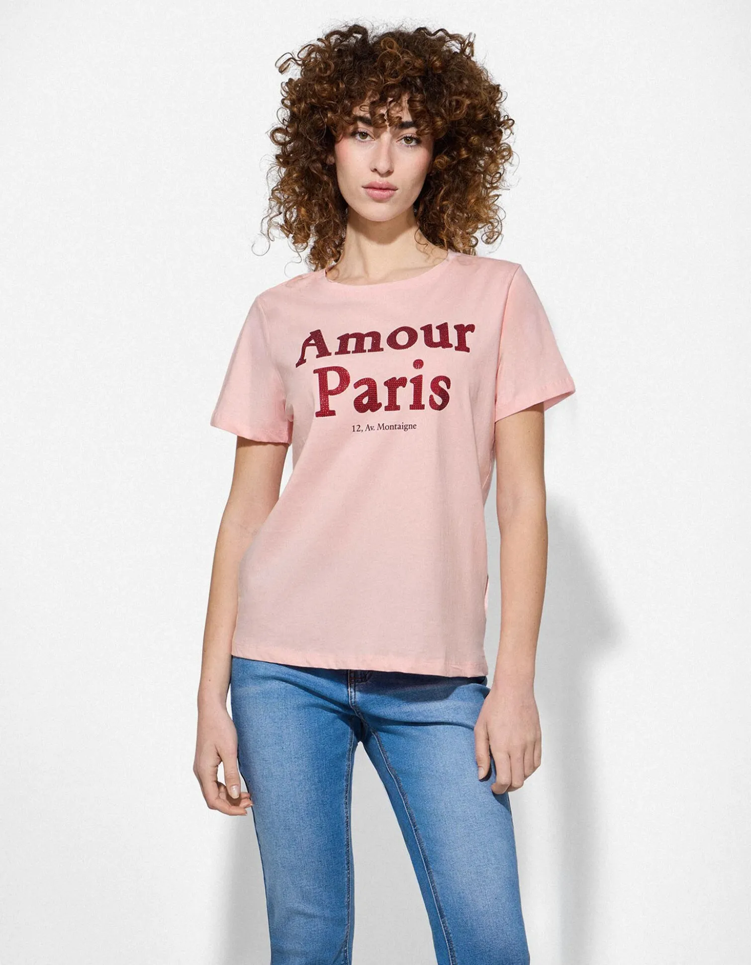 T-Shirt - Strasssteine - rosa