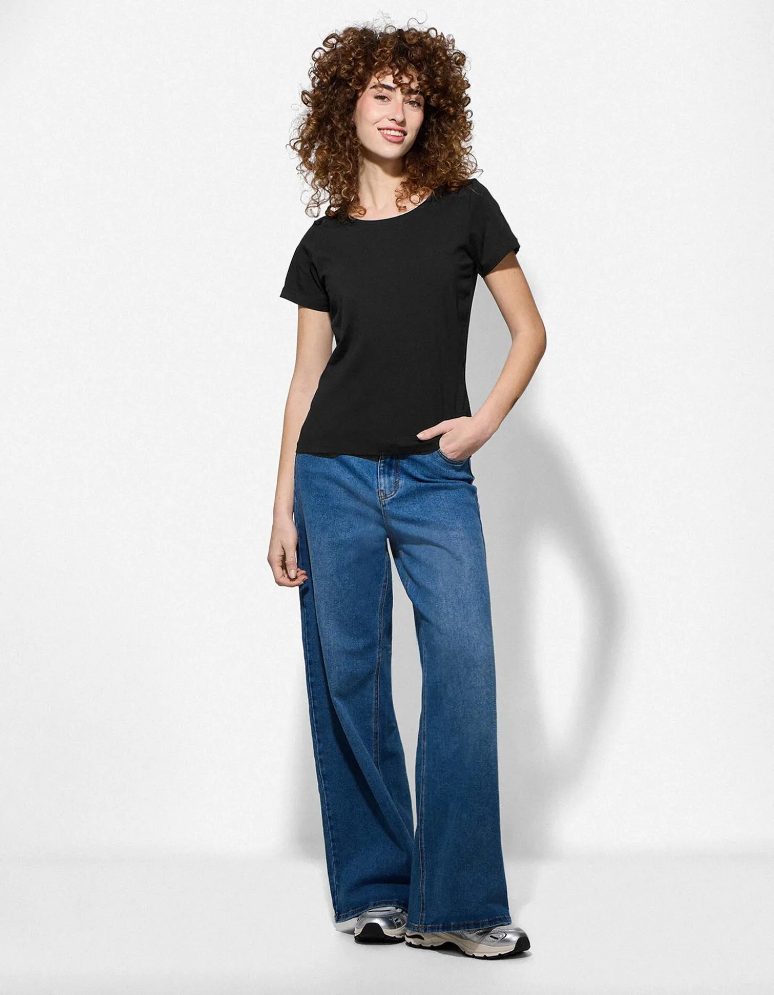 T-Shirt - Stretchanteil - schwarz