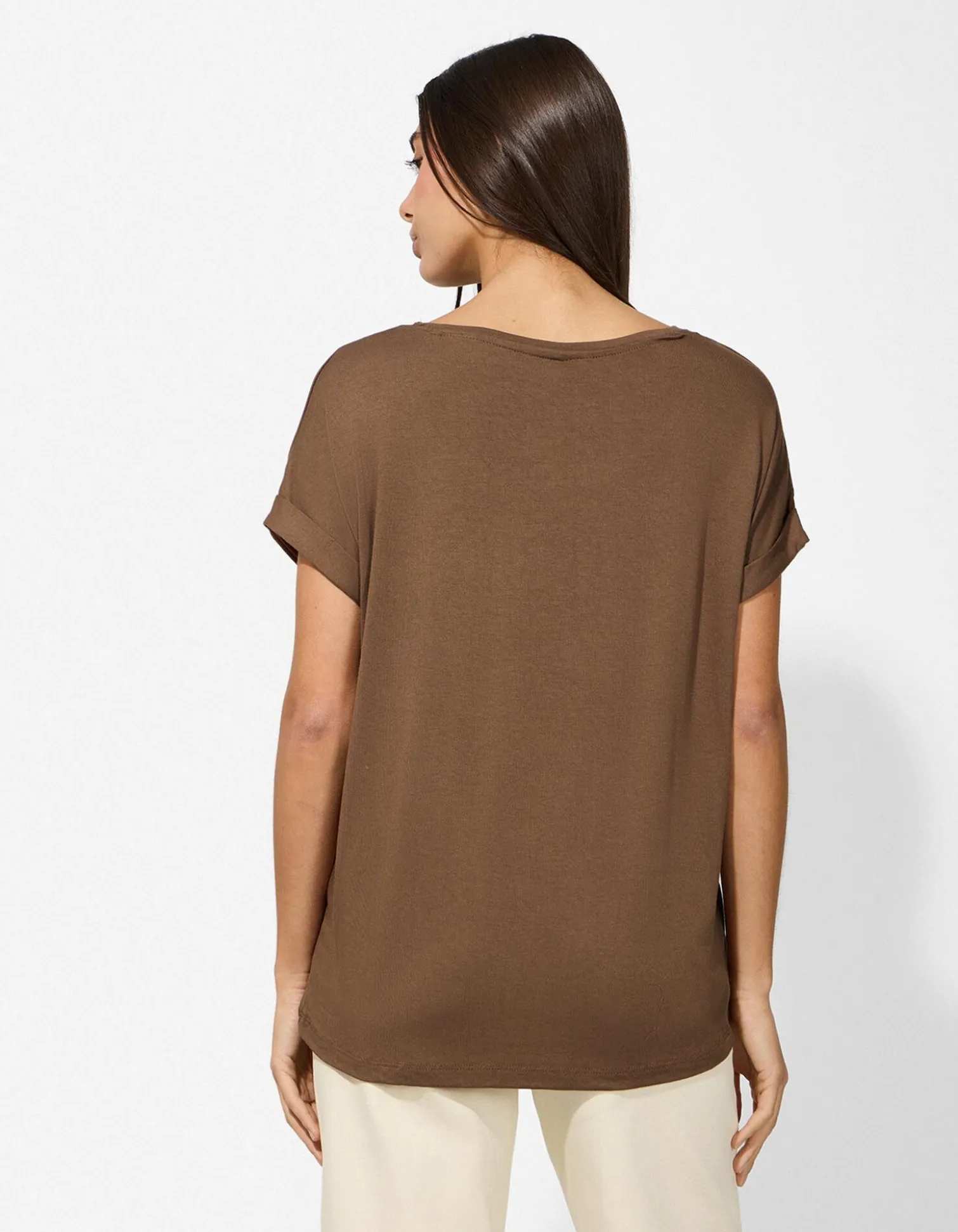 T-Shirt - Viskose-Mix - Beige