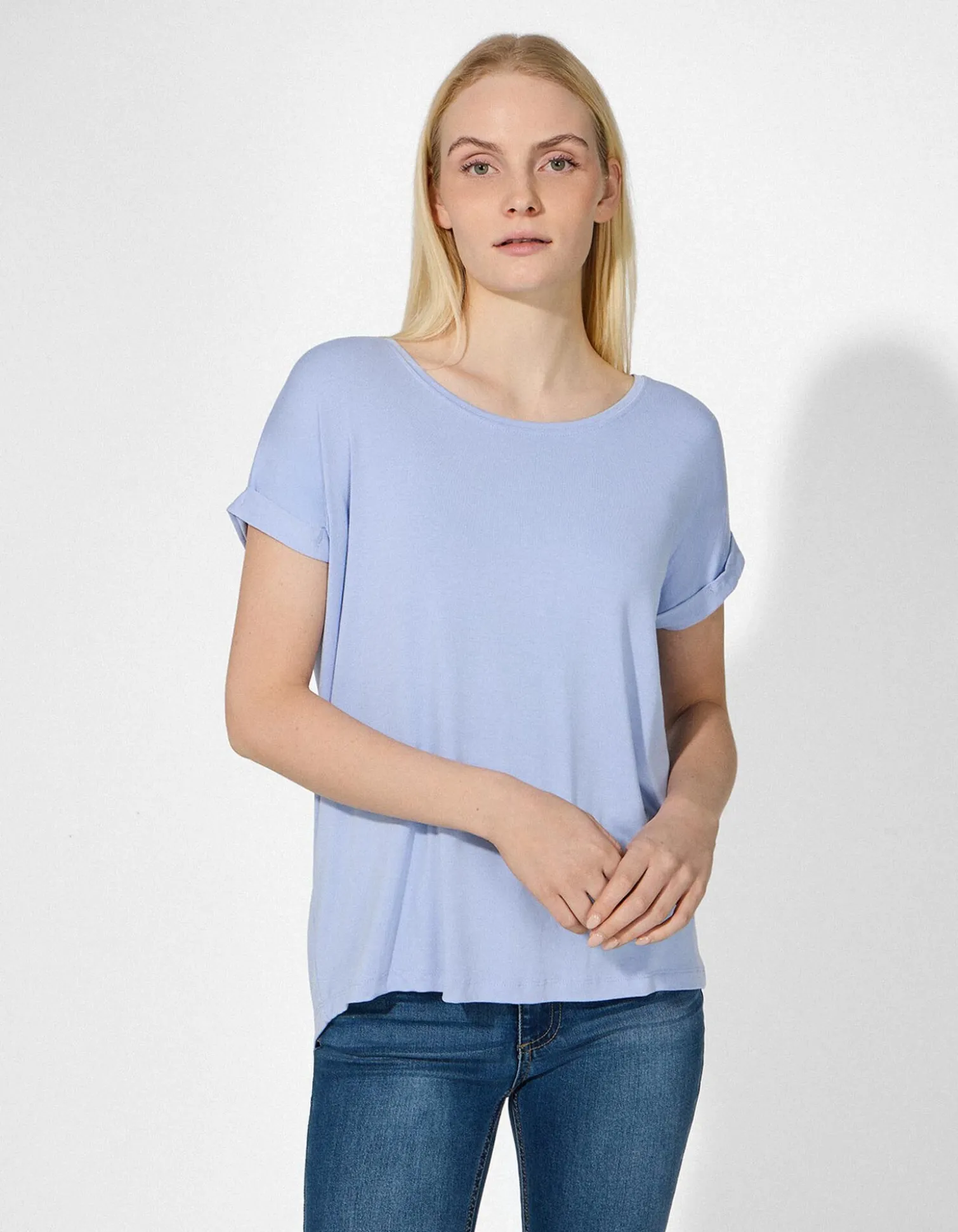 T-Shirt - Viskose-Mix - hellblau