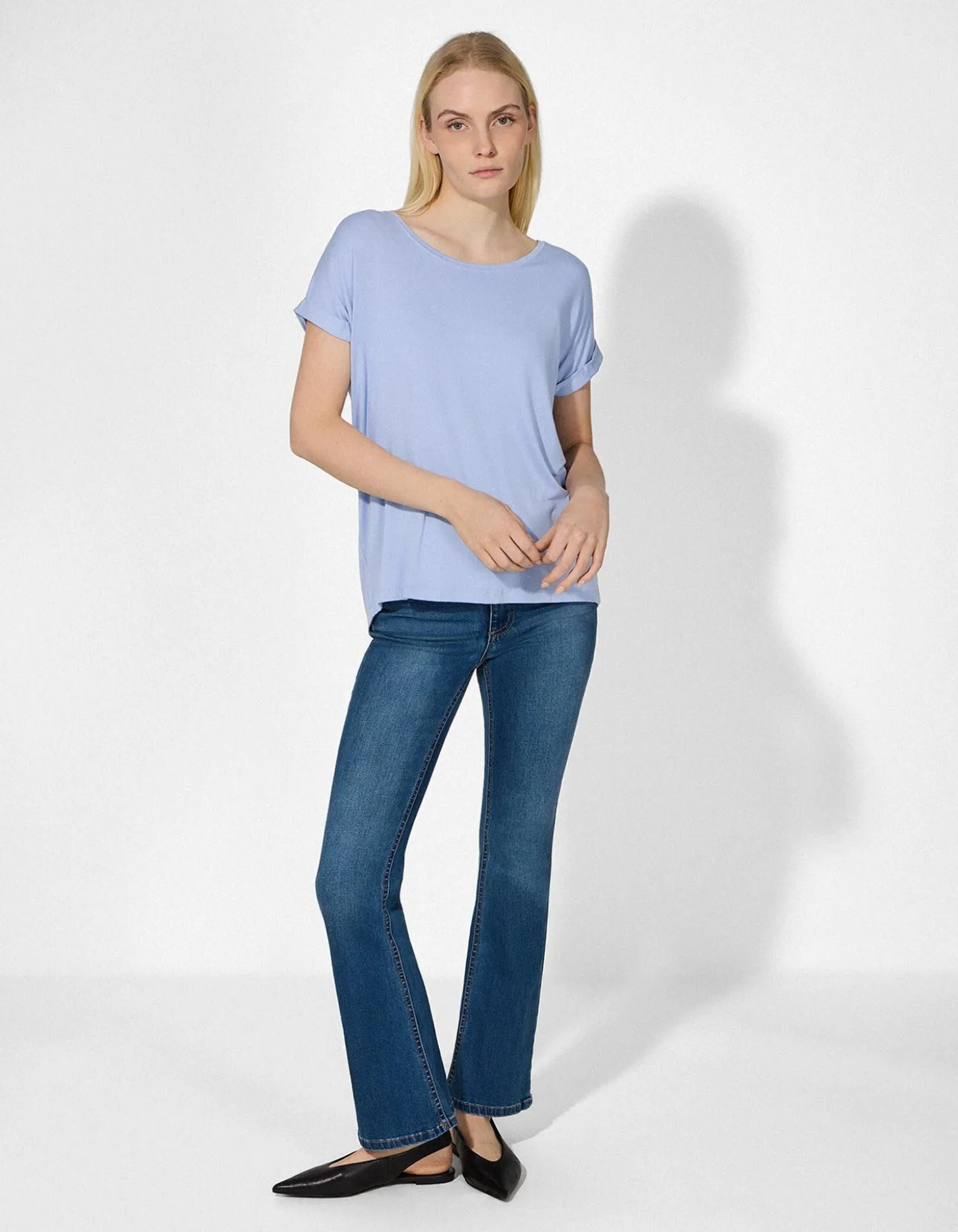 T-Shirt - Viskose-Mix - hellblau