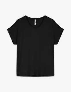 T-Shirt - Viskose-Mix - schwarz