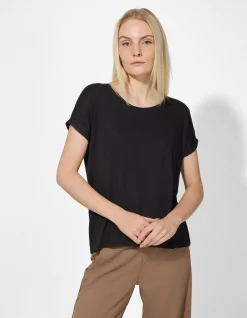 T-Shirt - Viskose-Mix - schwarz