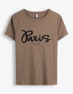 T-Shirt - Ziersteine - braun