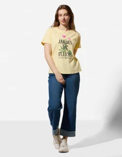 T-Shirt - Ziersteine - hellgelb