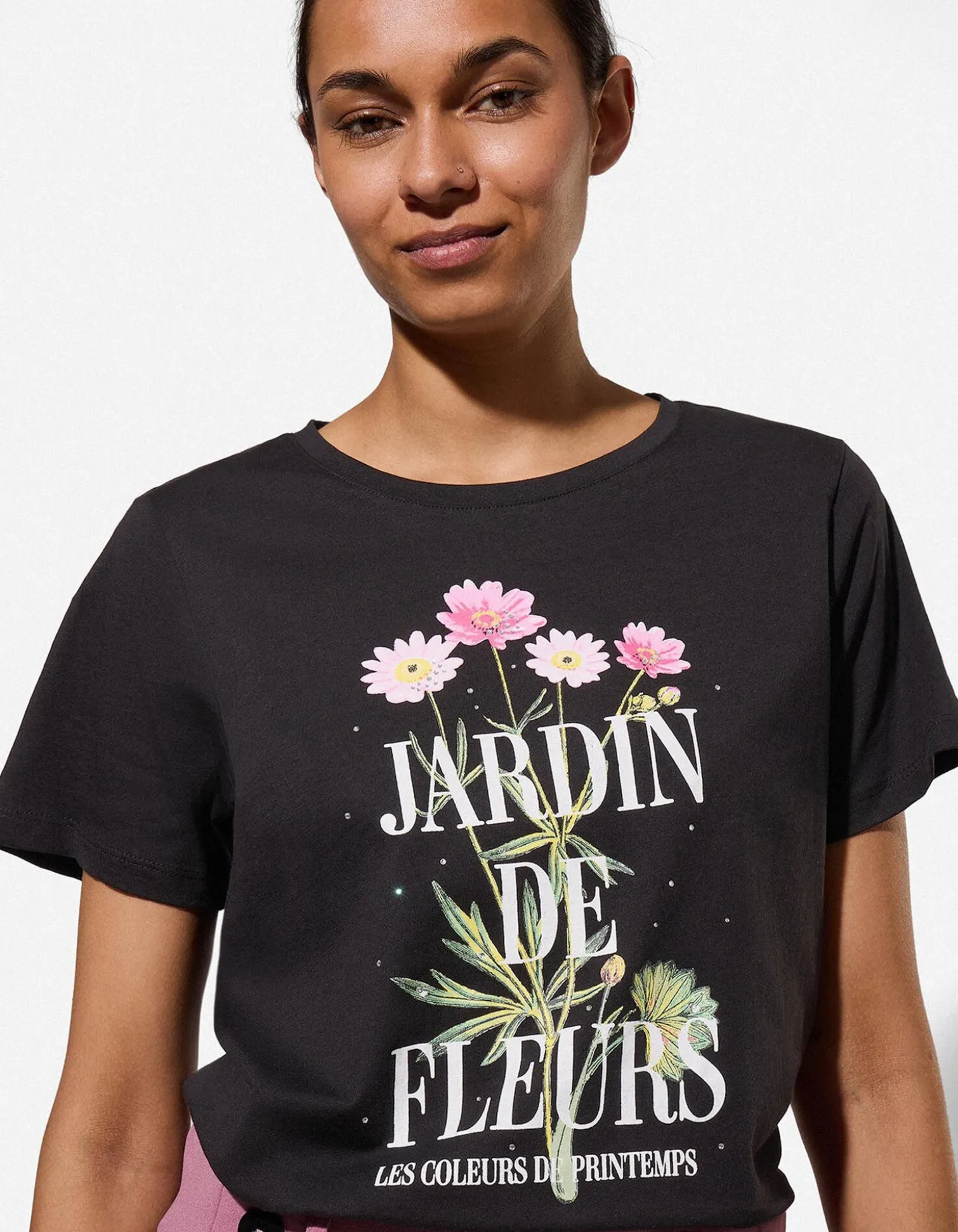 T-Shirt - Ziersteine - schwarz