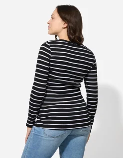 Umstandsshirt - Streifen - schwarz
